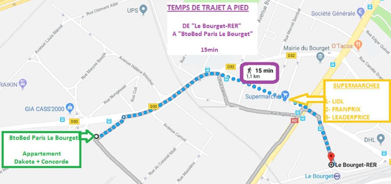 לה בורז'ה Btobed - Location Professionnelle - 2 Studios Confort - Proche Parc Des Expos Et Stade De France מראה חיצוני תמונה